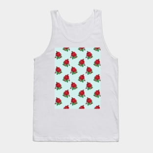 Red vintage roses on mint Tank Top